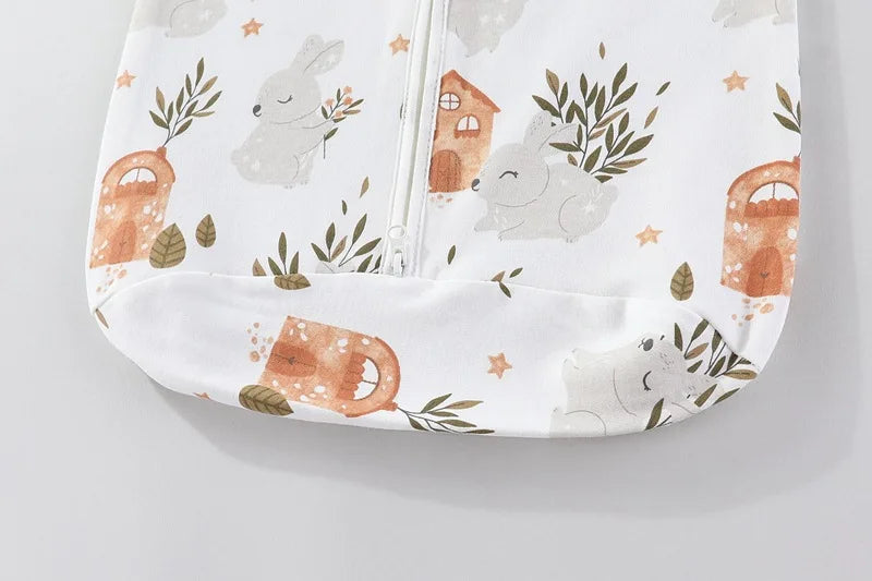 Pure Cotton Baby Sleeping Bag – Newborn One-Piece Sleep Sack with Long Sleeves, Anti-Startle Design for Summer & Spring