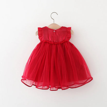 Baby Girl Red Christmas Princess Dress | Toddler Summer Party Outfit with Bow | Infant Girls Clothing (9 Months – 3 Years)
