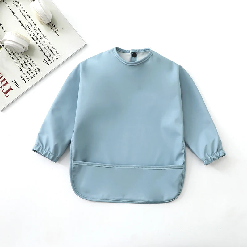 Kids Baby Feeding Bibs – Waterproof Long Sleeve Apron with Pocket | Toddler Burp Cloth & Anti-Dirty Art Smock for Boys & Girls