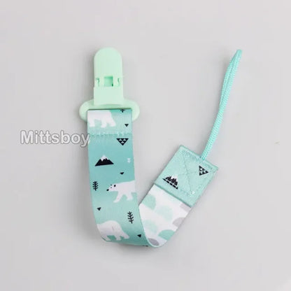 Custom Name Baby Pacifier Clip | Silicone Beads Flower Ring Teething Chain | Eco-Friendly Beech Wood Dummy Holder