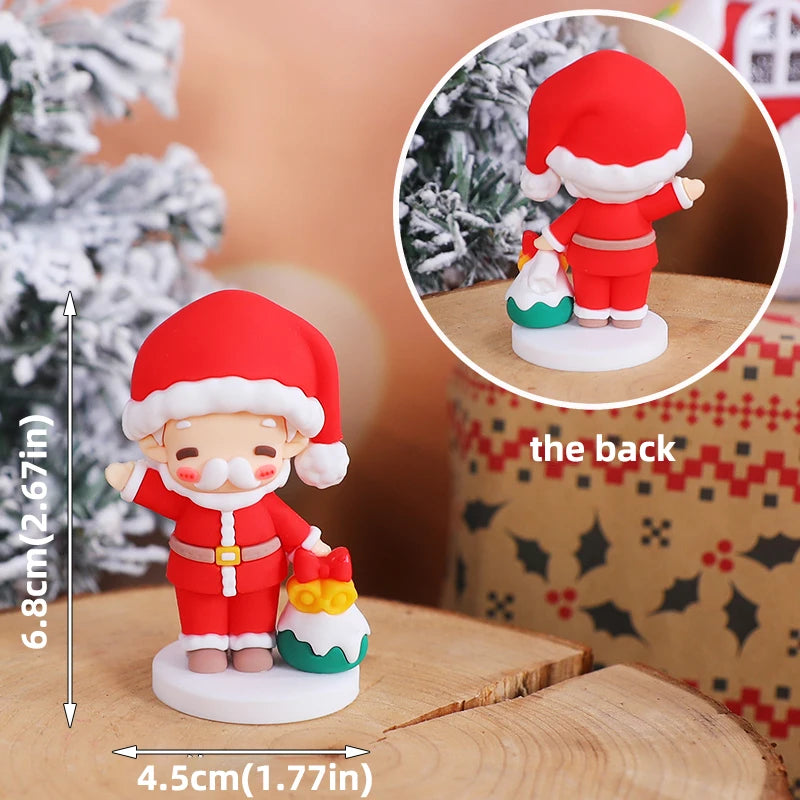 Christmas Cake Topper Set | Bear Doll Ornaments, Red Sweater & Green Shirt, Rainbow Arch & Gift Box | Holiday Party Cake Decorations