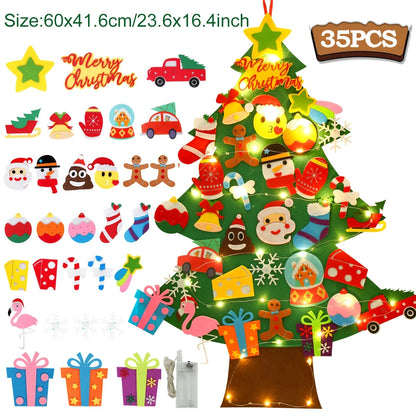 Kids DIY Felt Christmas Tree | Wall Hanging Xmas Tree with Ornaments | 2025 Christmas & 2026 New Year Decorations