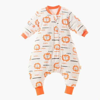 Baby Cartoon Split-Legged Sleepsack – Thickened Children’s Sleeping Bag with Detachable Sleeves for Boys & Girls, Autumn & Winter