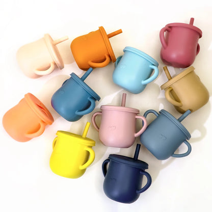 Mother Kids 8PCS Baby Silicone Feeding Set – Bib, Suction Plate, Anti-Slip Bowl, Spoon, Cup & Tableware for Infants & Toddlers