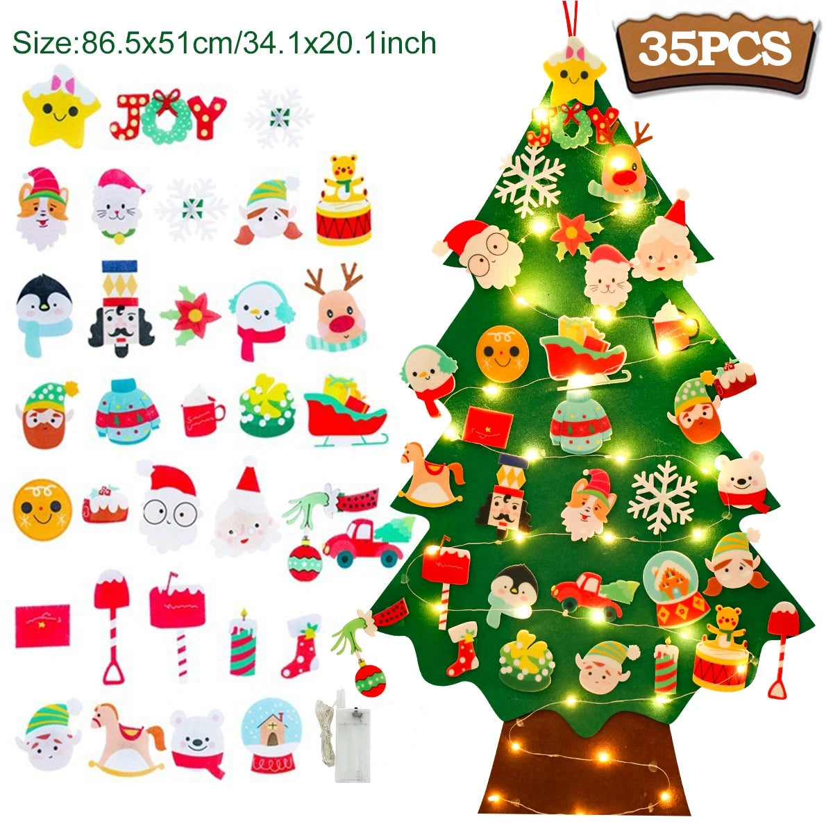 Kids DIY Felt Christmas Tree | Wall Hanging Xmas Tree with Ornaments | 2025 Christmas & 2026 New Year Decorations