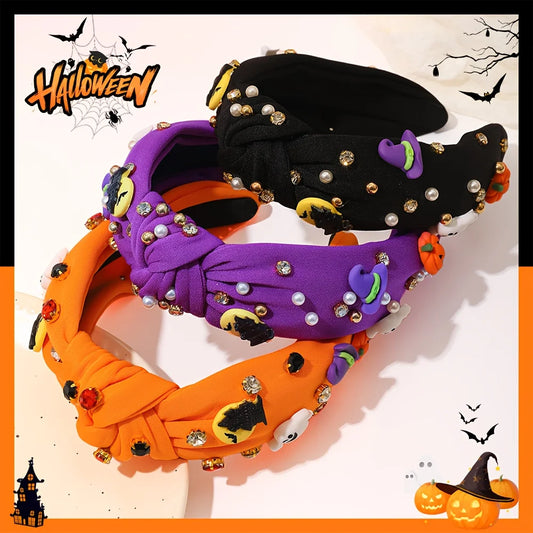 Halloween Headband for Girls & Women | Pumpkin, Bat, Ghost, Witch Hat Costume Hair Accessory | Funny Dress-Up Party Gift