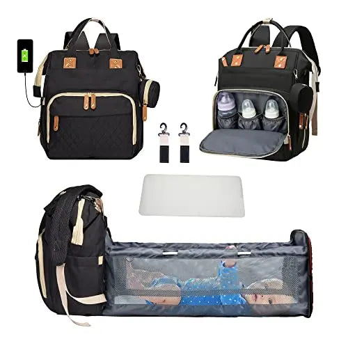 3-in-1 Baby Diaper Bag Backpack with Changing Station – Foldable Changing Pad & Large Travel Backpack for Boys & Girls