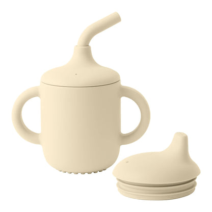 Silicone Baby Sippy Cup with Double Lids – BPA-Free Training Cup for Infants & Toddlers, Portable Feeding Water Bottle