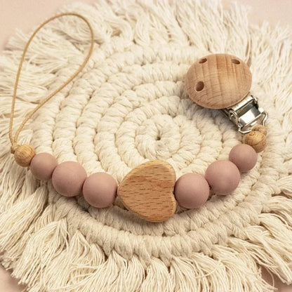 Baby Wooden Pacifier Clip | Crochet Cartoon Teething Soother Chain | BPA-Free Nursing Dummy Holder for Infants