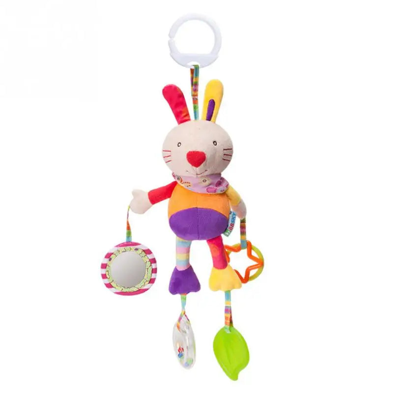 Soft Giraffe & Zebra Animal Handbell Rattle Plush Baby Toy with Teether | Infant Developmental Handle Toys for Newborn Gifts
