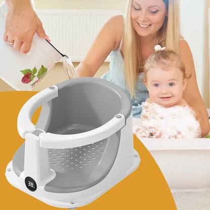Real-time Temperature Silicone Baby Take A Bath Bathtub Non-Slip Foot Bath Bucket Folding Bathroom With Temperature Sensing