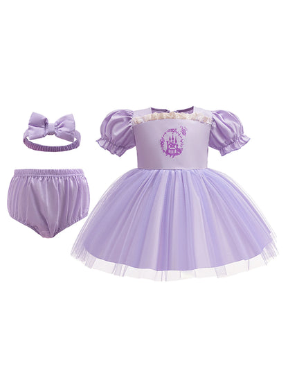 Baby Girl 3pcs Halloween Disney Princess Dress Set | Costume Outfit for Parties, Birthdays & Photoshoots