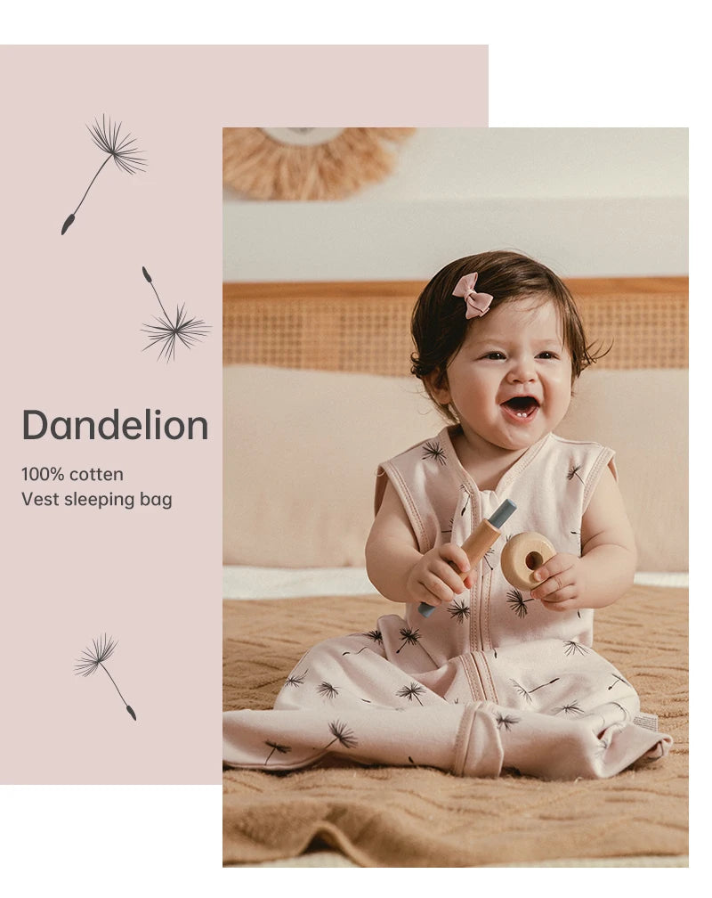 Baby Summer Sleeping Bag 0–24 Months – Lightweight 0.5 TOG Wearable Blanket, Thin Layer Sleep Sack with Anti-Kick Design, Beige Wheat Print