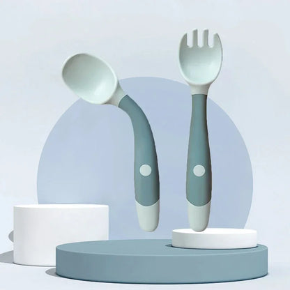 Baby Fork and Spoon Set – Bendable Toddler Utensils | Soft Silicone Handle Training Tableware for Infants & Kids, BPA-Free