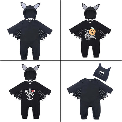 Baby’s First Halloween Bat Costume | Infant Black Romper Jumpsuit | Boys & Girls Cosplay Outfit for Purim, Party & Carnival