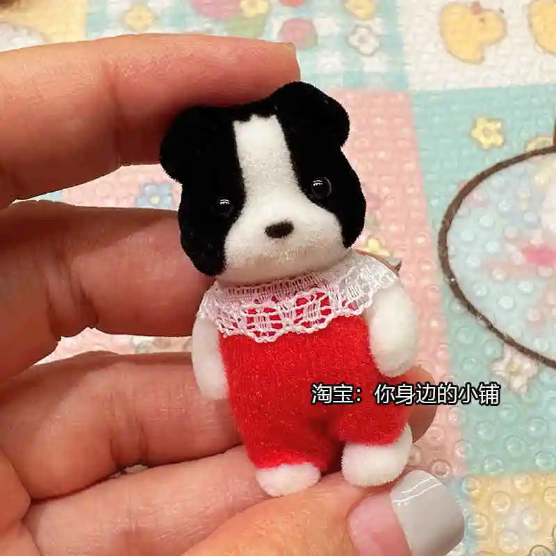 Original Sylvanian Families Rabbit Grove Family & Panda Chef Baby | Dollhouse Christmas Girl Flocking Dolls | Collectible Ornaments & Decorations