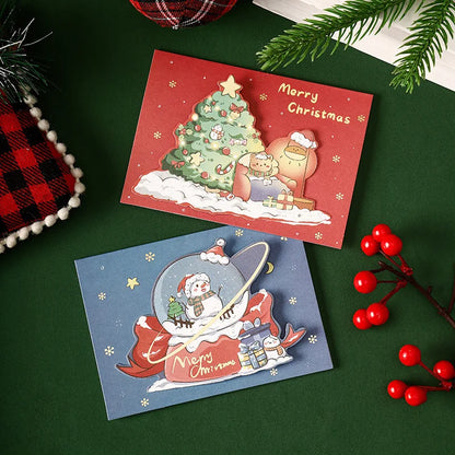 Mini Christmas Greeting Cards with Envelopes | Kids Xmas Blessing Postcards & New Year Gift Cards Party Supplies