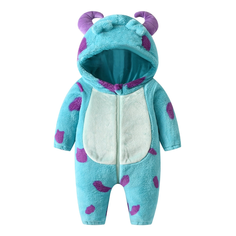 Cute Animal Baby Halloween Costume | Toddler Unisex Fuzzy Jumpsuit Outfit | Warm Fall & Winter Clothes for Kids