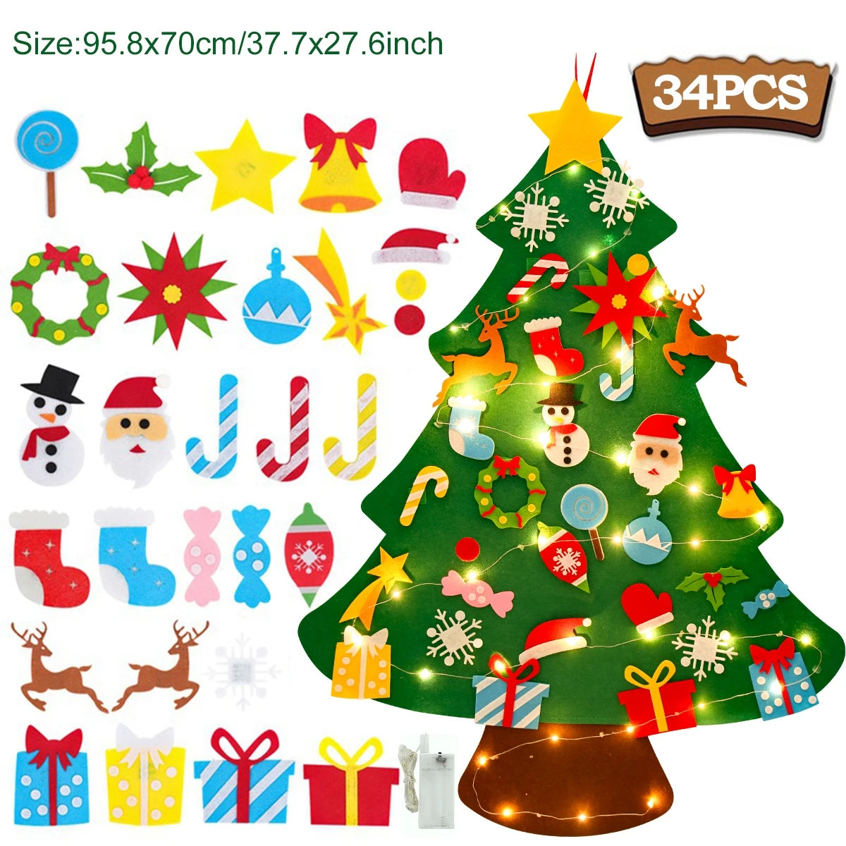 Kids DIY Felt Christmas Tree | Wall Hanging Xmas Tree with Ornaments | 2025 Christmas & 2026 New Year Decorations
