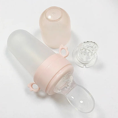 Baby Spoon Bottle Feeder – Silicone Squeeze Spoon with Medicine Dropper | Safe Feeding Utensils & Cutlery for Infants & Toddlers