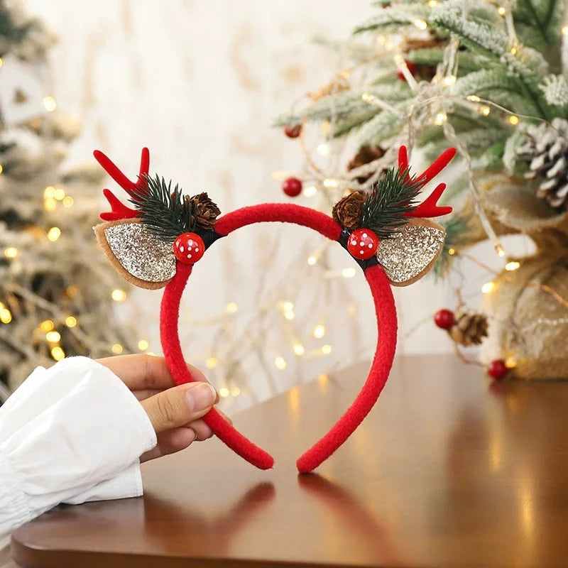 Christmas Headband | Reindeer Antlers, Snowman & Xmas Tree Design | Party Favor, Photo Booth & Holiday Decoration