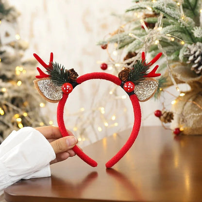Christmas Headband | Reindeer Antlers, Snowman & Xmas Tree Design | Party Favor, Photo Booth & Holiday Decoration