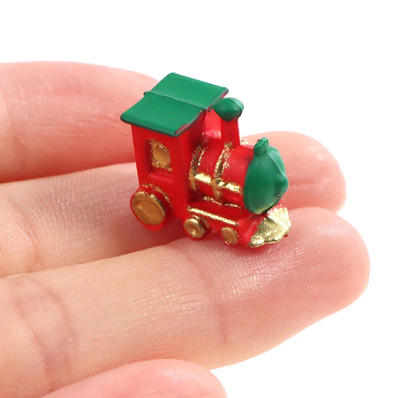 Christmas Dollhouse Decorations | Mini Snowflake Train, Festive Ornaments & Miniature Food Play Set