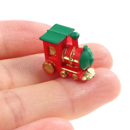 Christmas Dollhouse Decorations | Mini Snowflake Train, Festive Ornaments & Miniature Food Play Set