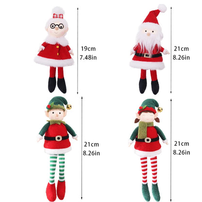 Christmas Hanging Plush Elf Dolls | Long-Legged Santa Claus Boy & Girl Ornaments | Holiday Party & New Year Decorations