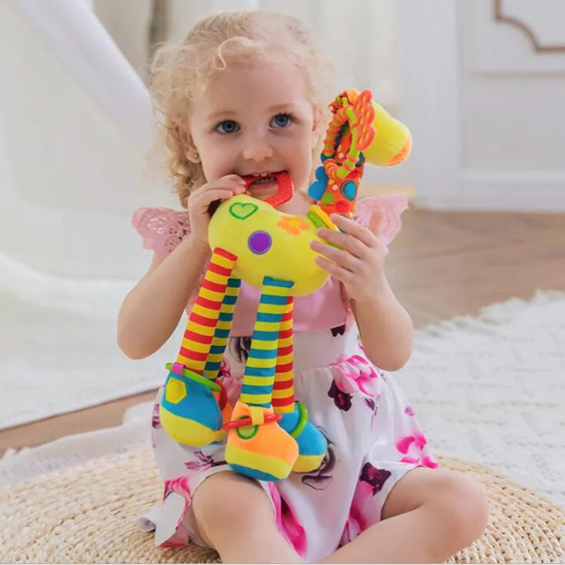 Soft Infant Crib & Stroller Mobile Hanging Rattle – Cute Stuffed Animal Baby Toys | Educational Hand Grip Toy for Brain Development