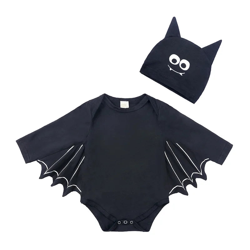 Baby’s First Halloween Bat Costume | Infant Black Romper Jumpsuit | Boys & Girls Cosplay Outfit for Purim, Party & Carnival