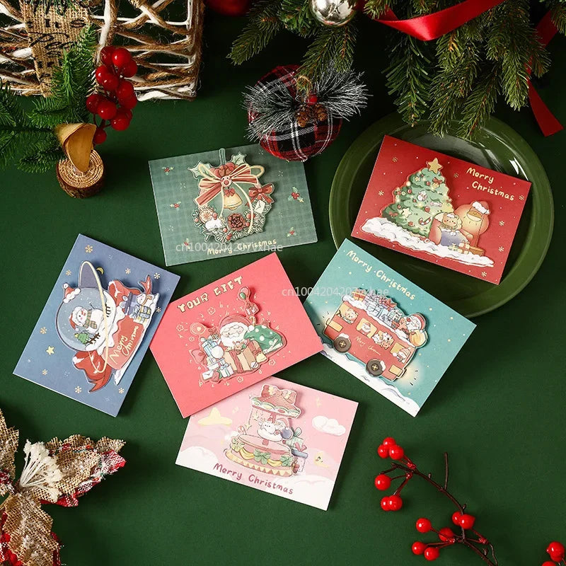 Mini Christmas Greeting Cards with Envelopes | Kids Xmas Blessing Postcards & New Year Gift Cards Party Supplies