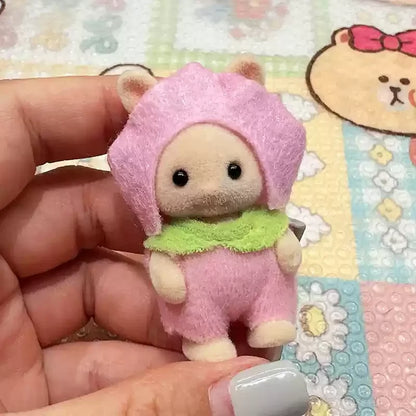 Original Sylvanian Families Rabbit Grove Family & Panda Chef Baby | Dollhouse Christmas Girl Flocking Dolls | Collectible Ornaments & Decorations
