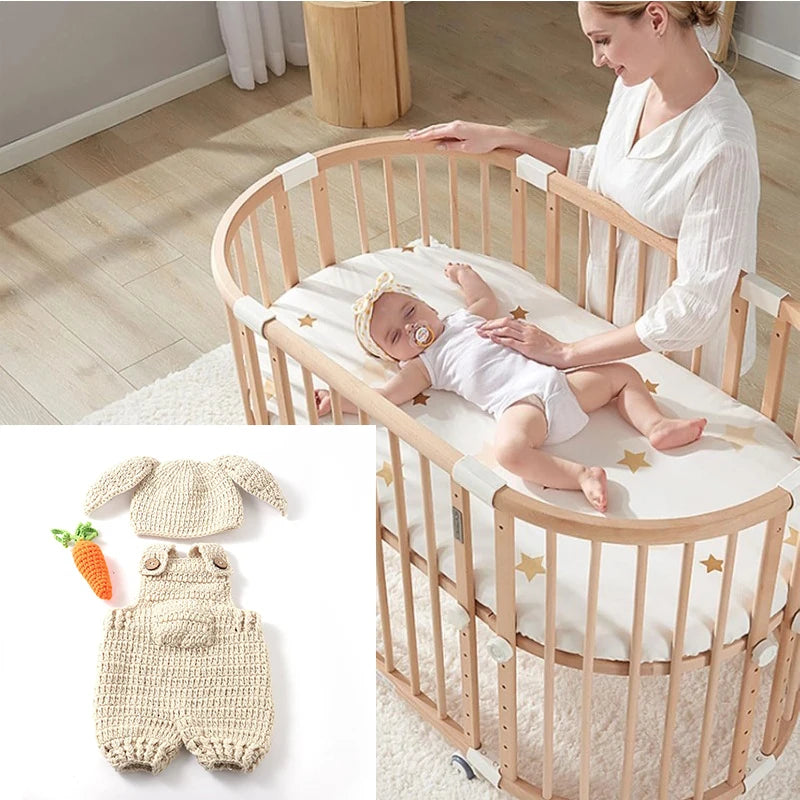 Baby Christmas Photography Outfit | Newborn Knitted Rabbit Hat, Overalls & Carrot Prop | Infant Photoshoot Costume Set