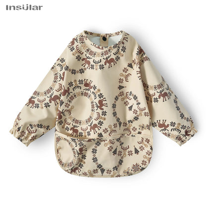 New Children Feeding Aprons – Waterproof Long Sleeve Baby Bib with Pocket | Full Cover Baby Bibs for Toddlers Boys & Girls