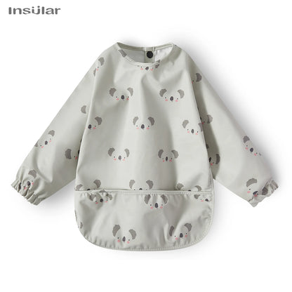 New Children Feeding Aprons – Waterproof Long Sleeve Baby Bib with Pocket | Full Cover Baby Bibs for Toddlers Boys & Girls