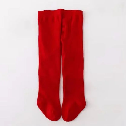 Baby Christmas Tights | Infant Girls Knitted Red Cotton Stockings | Newborn & Toddler Leggings 0–24 Months