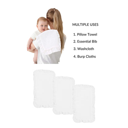 100% Cotton 4-Layer Baby Burp Cloths – Soft & Absorbent Large Muslin Washcloths | Newborn Burping Rags & Infant Essentials (3 Pack)