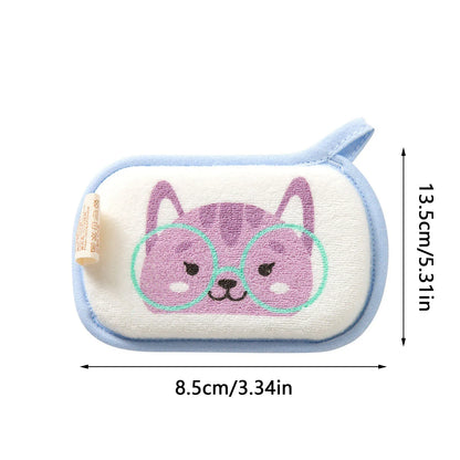 Baby Bath Sponge Brush | Soft Cotton Scrubber Towel with Elephant Pattern | Infant & Children Shower Bath Ball