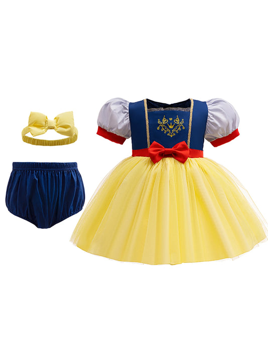 Baby Girl 3pcs Halloween Disney Princess Dress Set | Costume Outfit for Parties, Birthdays & Photoshoots