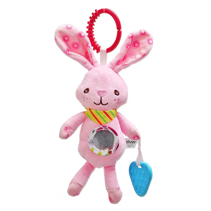Soft Giraffe & Zebra Animal Handbell Rattle Plush Baby Toy with Teether | Infant Developmental Handle Toys for Newborn Gifts