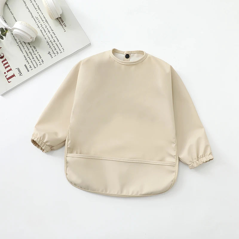 Kids Baby Feeding Bibs – Waterproof Long Sleeve Apron with Pocket | Toddler Burp Cloth & Anti-Dirty Art Smock for Boys & Girls