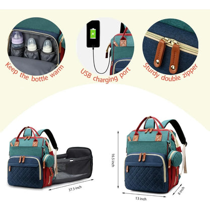 3-in-1 Baby Diaper Bag Backpack with Changing Station – Foldable Changing Pad & Large Travel Backpack for Boys & Girls