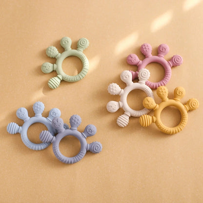 1PC Baby Silicone Teether Toy with Pacifier Chain | BPA-Free Finger Ring Soothing Teething Toy for Newborns & Baby Shower Gifts