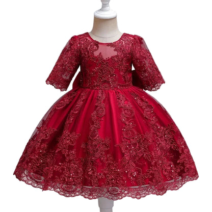 Baby Girl Christmas Dress | Toddler Long Sleeve Lace Tutu Princess Gown | 1st Birthday, Wedding & Party Outfit