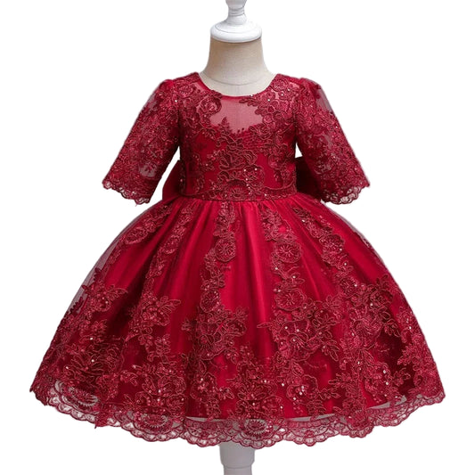 Baby Girl Christmas Dress | Toddler Long Sleeve Lace Tutu Princess Gown | 1st Birthday, Wedding & Party Outfit