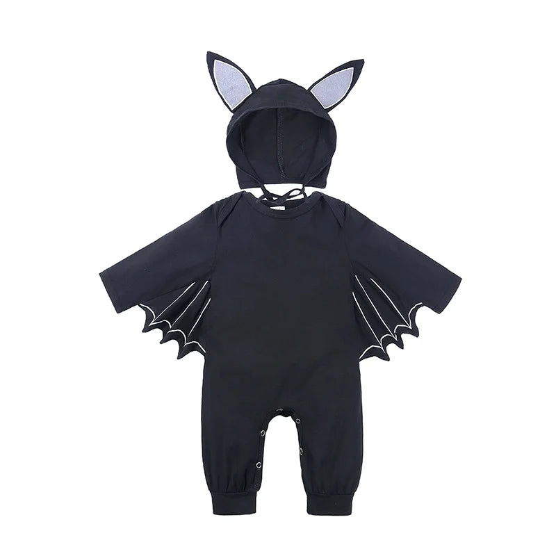 Baby’s First Halloween Bat Costume | Infant Black Romper Jumpsuit | Boys & Girls Cosplay Outfit for Purim, Party & Carnival