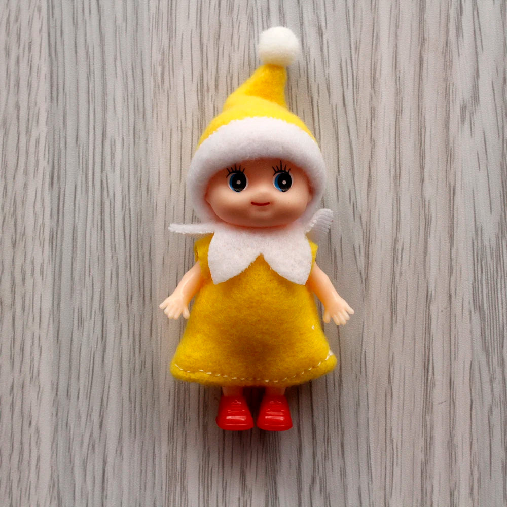 7cm Christmas Elf Baby Dolls | Miniature Dolls with Dummy & Movable Arms Legs | Dollhouse Accessories & Holiday Decorations
