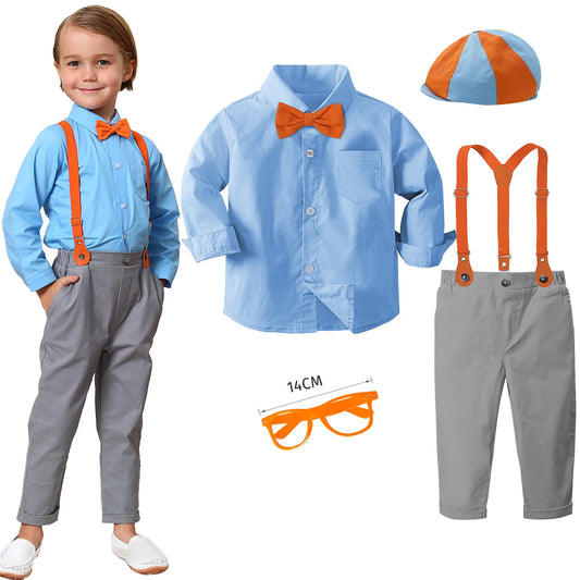 Blippi Halloween Outfit | Toddler Gentleman Suit with Suspenders | Birthday Party, Photography & Holiday Gift Clothes