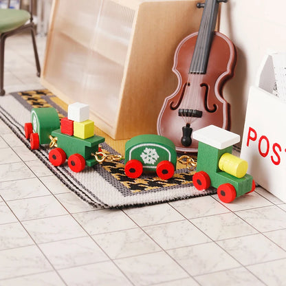 Christmas Dollhouse Decorations | Mini Snowflake Train, Festive Ornaments & Miniature Food Play Set